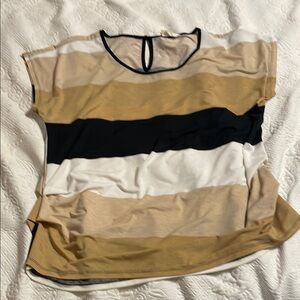 Tan and Black Boxy Blouse with Relaxed Fit